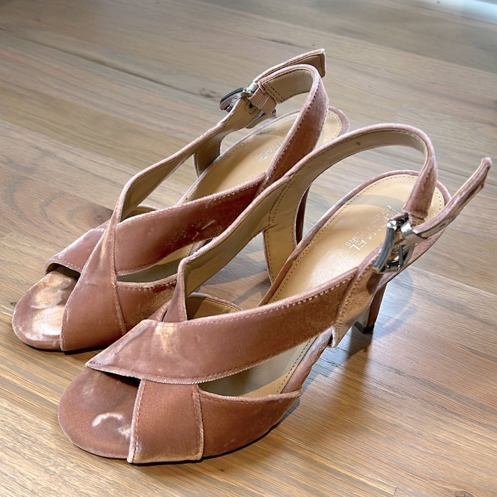 Michael Kors Velvet “Becky” Heeled Sandal in Blush